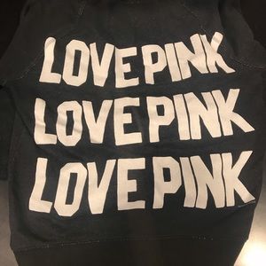 VS pink black hooded zip up sweatshirt